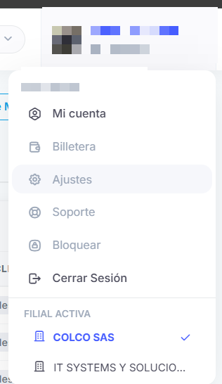 Selector de filial activa en OptaERP